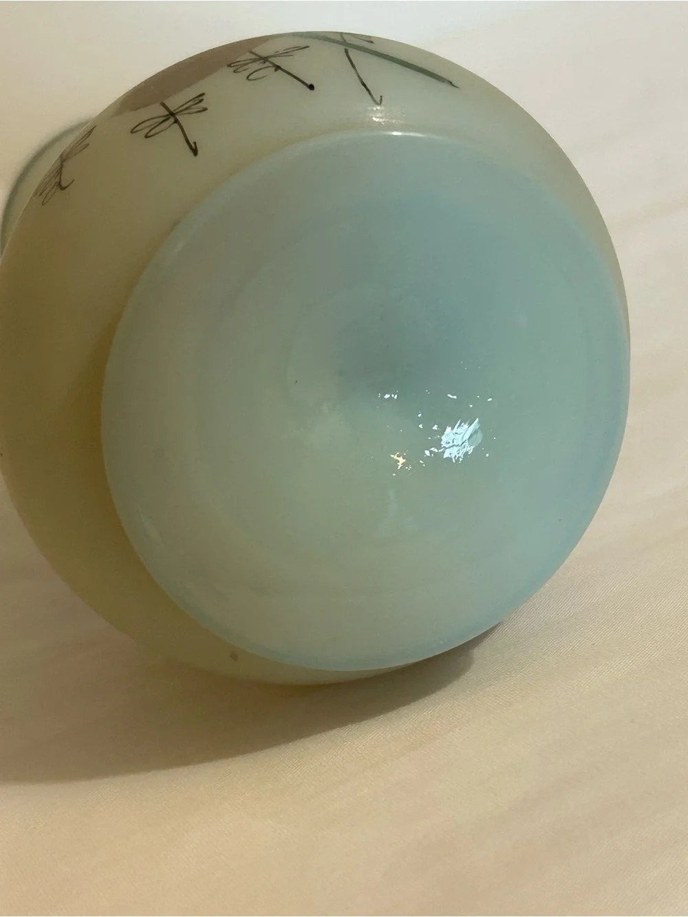 Gorgeous, vintage hand painted Bristol opaline vase